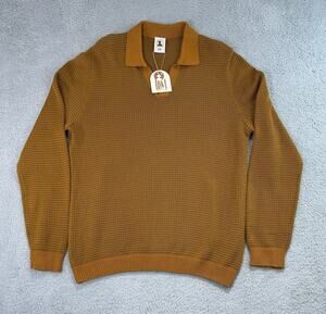 Dandy Del Mar Polo Men’s 2XL The Sebastian Knit Long Sleeve Polo Burnt Sienna